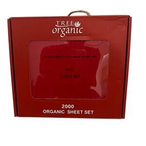 Tree Organic 100% Cotton FULL  Sheet Set 2000 Thread Count 4 Piece RED
